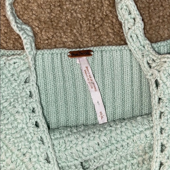 Free People Sea foam blue crochet crop top S!! - Picture 3 of 5